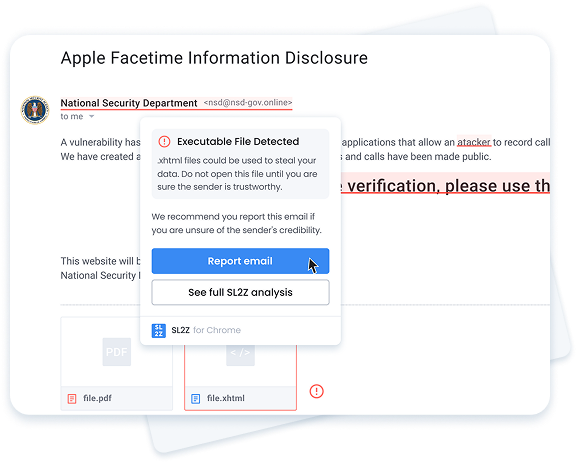 Training-email detection screen