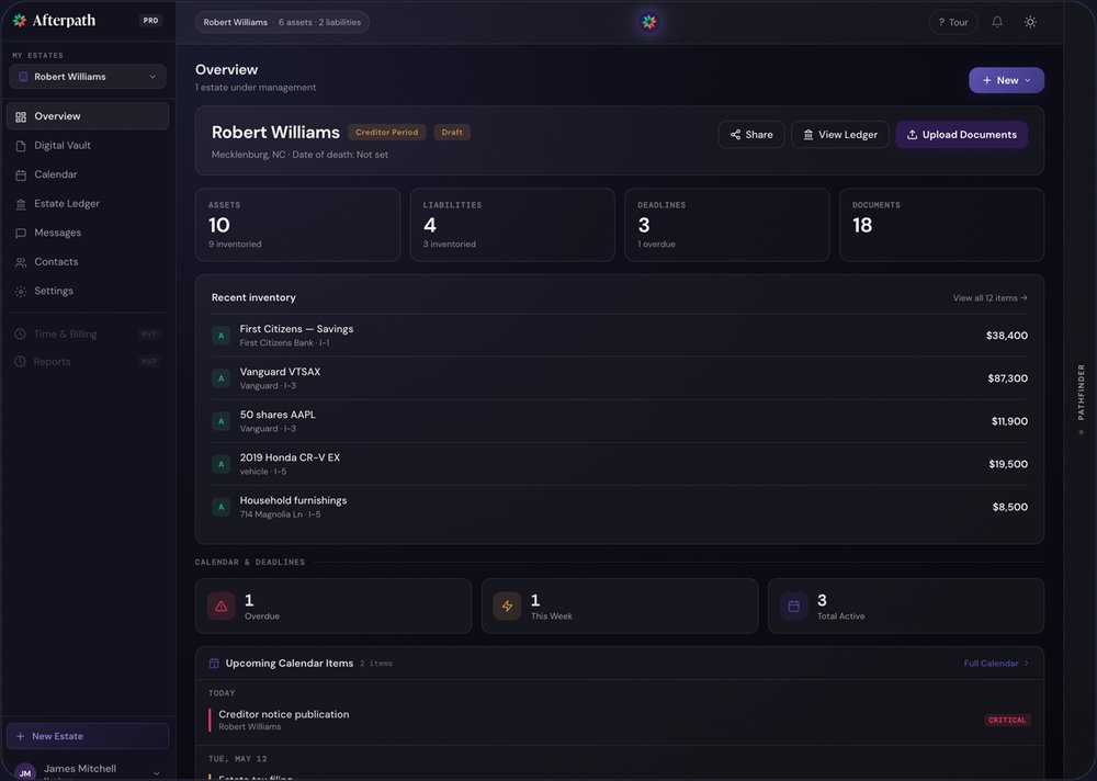 Executor's Hub screen